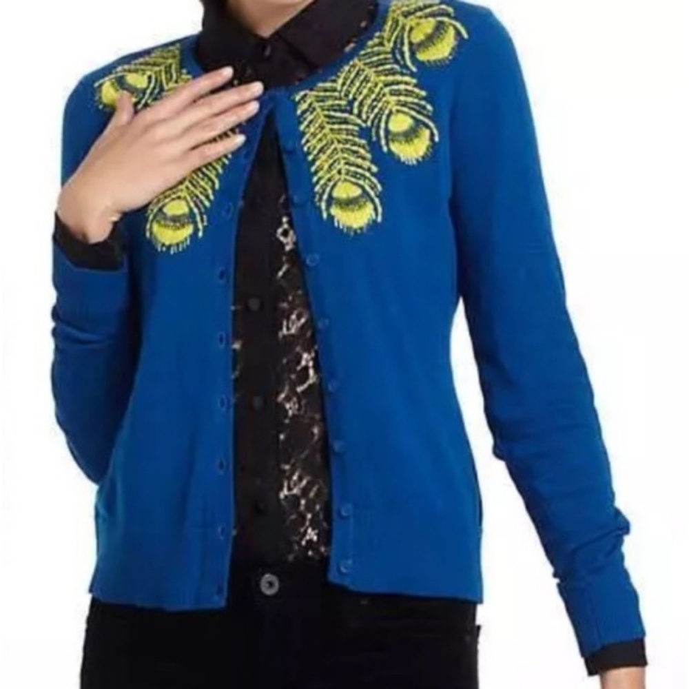 Tabitha Anthropologie Limabird Peacock Cardigan XS